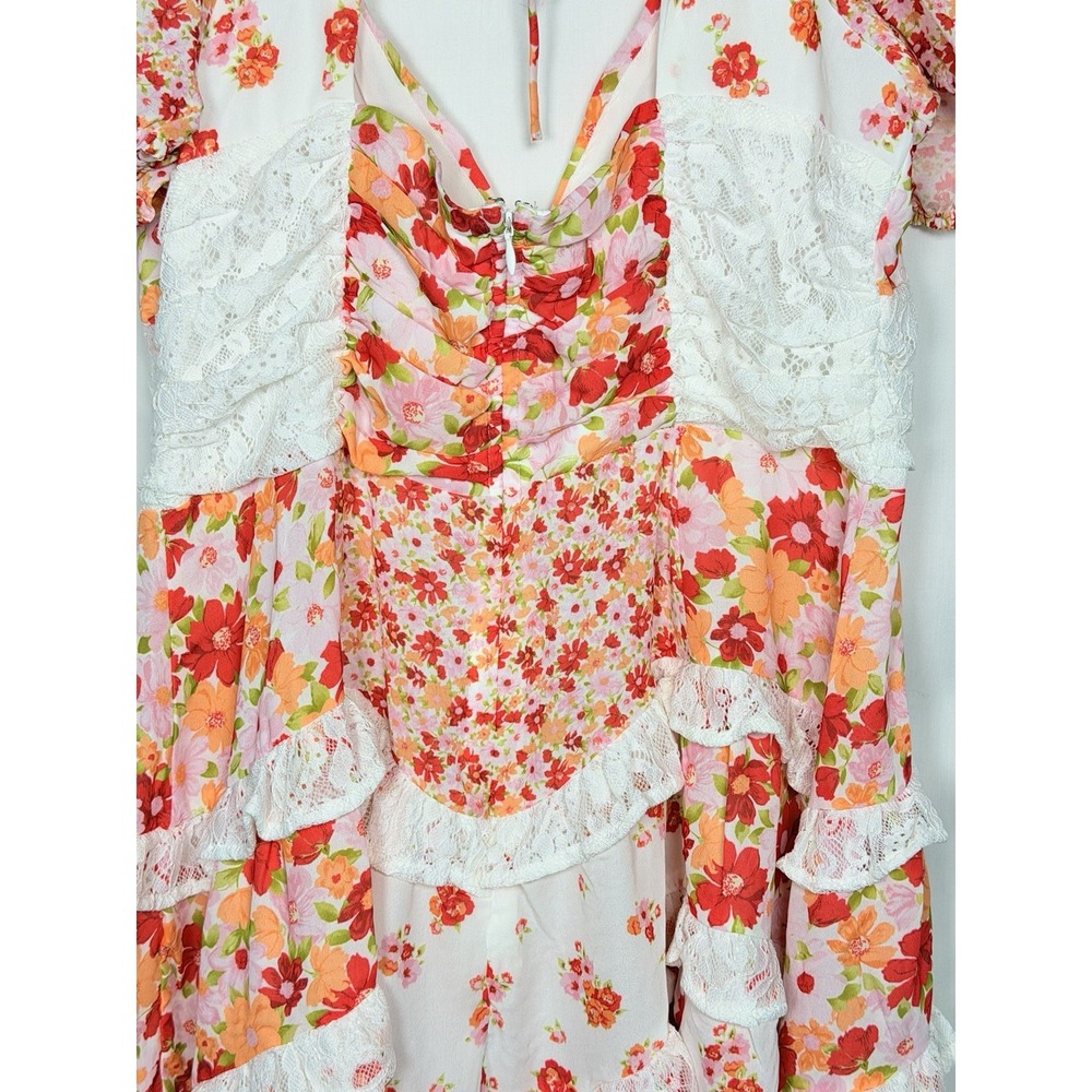 Altar'd State Aderny Floral Patchwork Mini Dress XL Cottagecore Coquette Lace - Picture 11 of 16